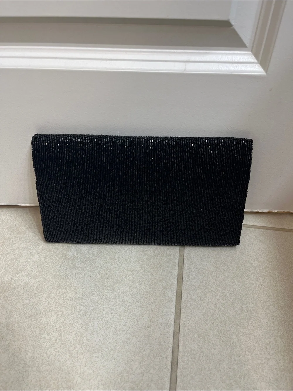 Black Beaded Baseball Clutch - Unbranded